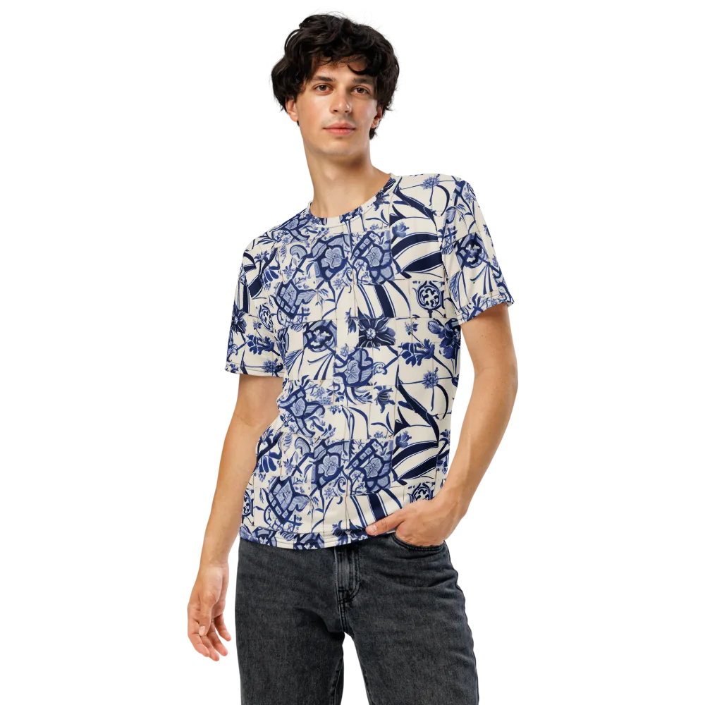 Cobalt Delft Reverie on Men's Crew Neck T-Shirt — Front