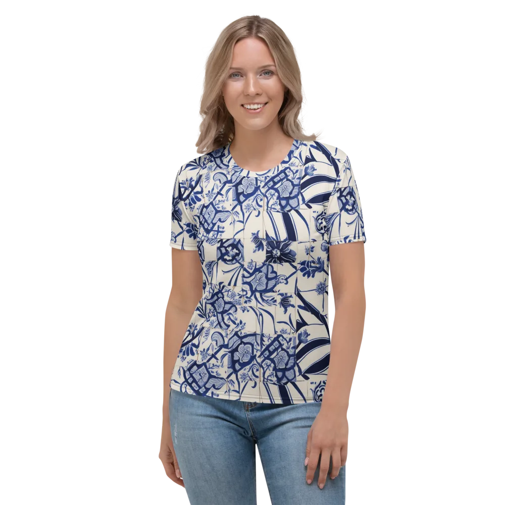 Cobalt Delft Reverie on Women's Crew Neck T-Shirt — Front