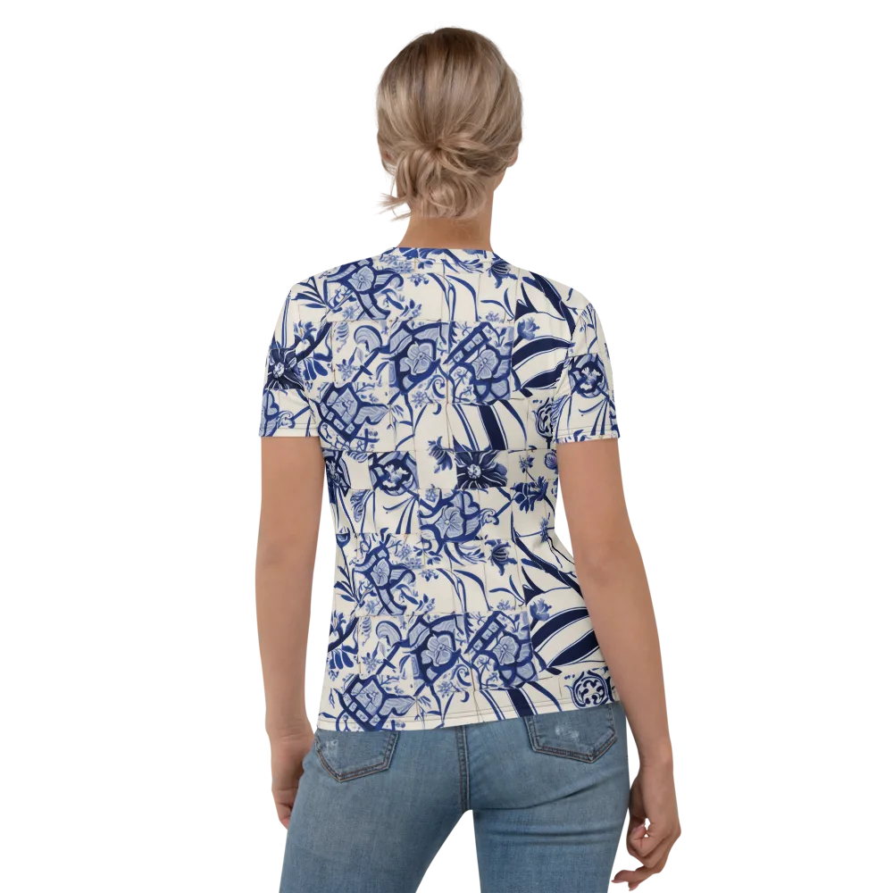 Cobalt Delft Reverie on Women's Crew Neck T-Shirt — Back