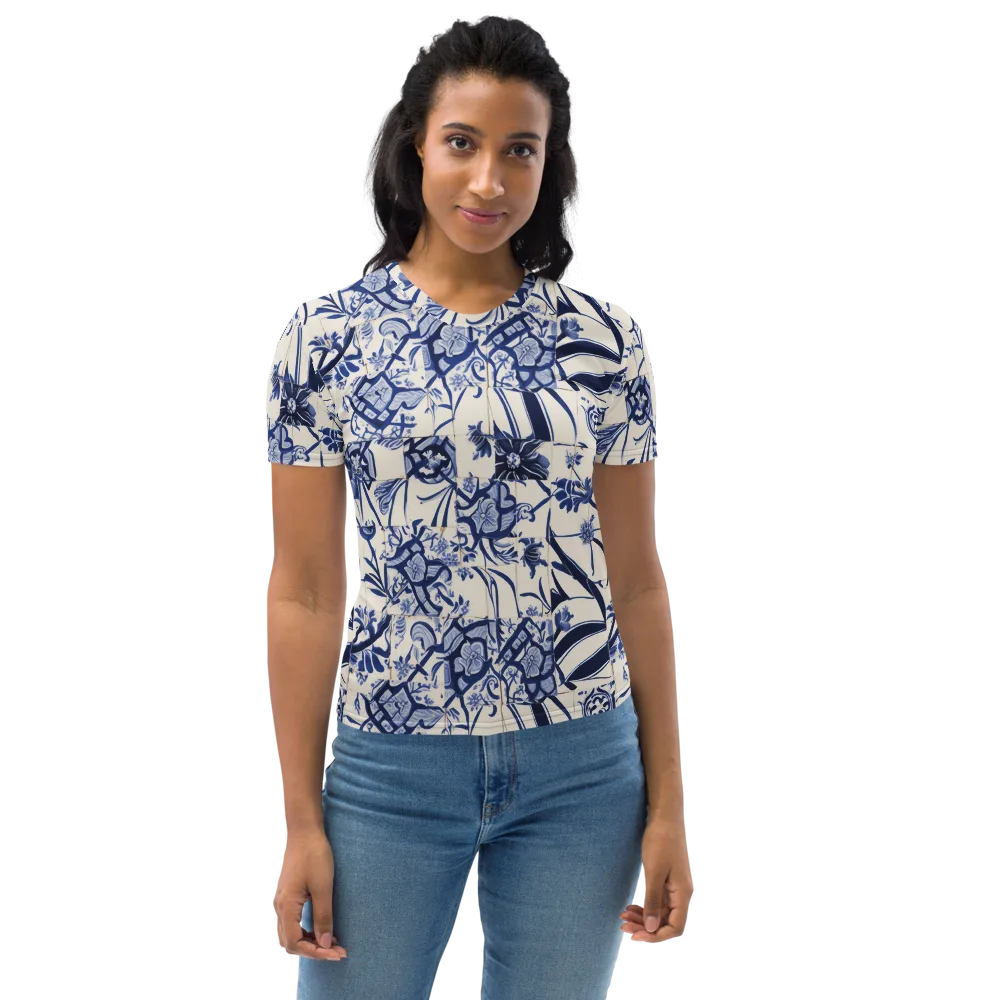 Cobalt Delft Reverie on Women's Crew Neck T-Shirt — Front