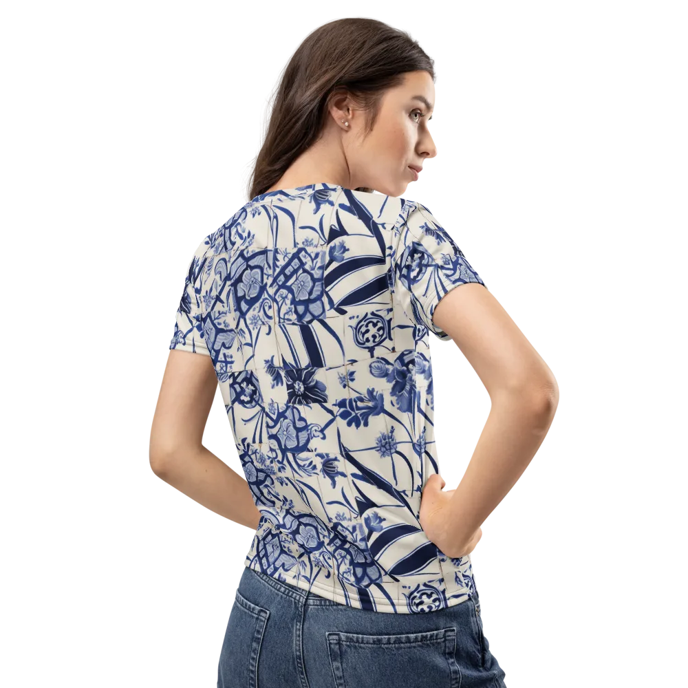 Cobalt Delft Reverie on Women's Crew Neck T-Shirt — Back