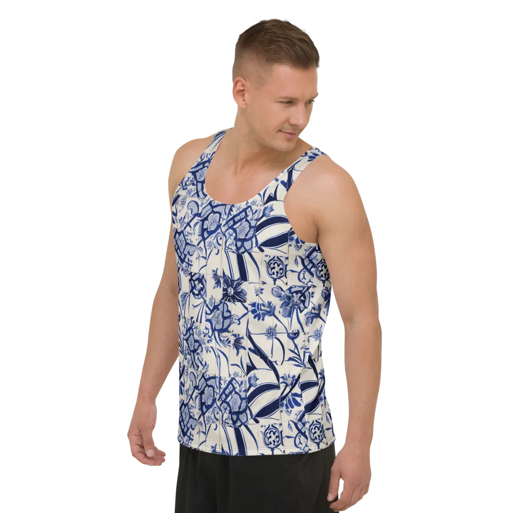 Cobalt Delft Reverie on Men's Tank Top — Left Front