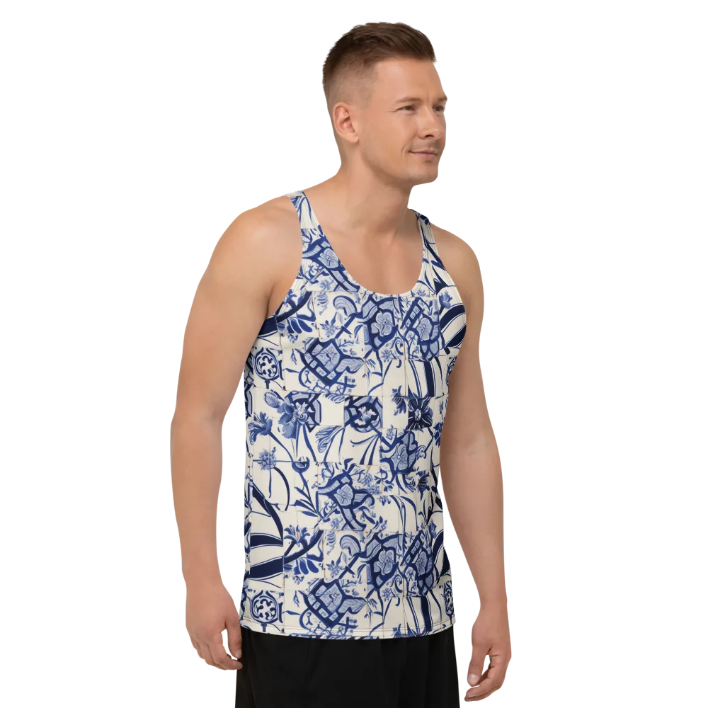 Cobalt Delft Reverie on Men's Tank Top — Right Front