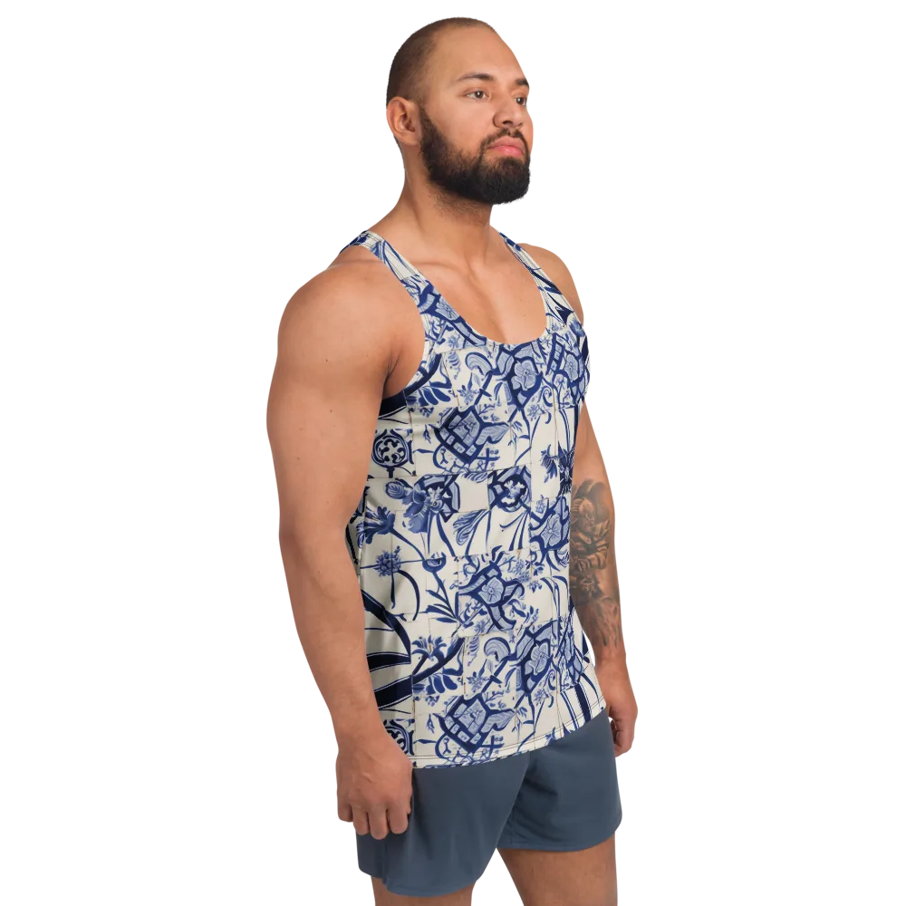 Cobalt Delft Reverie on Men's Tank Top — Right Front