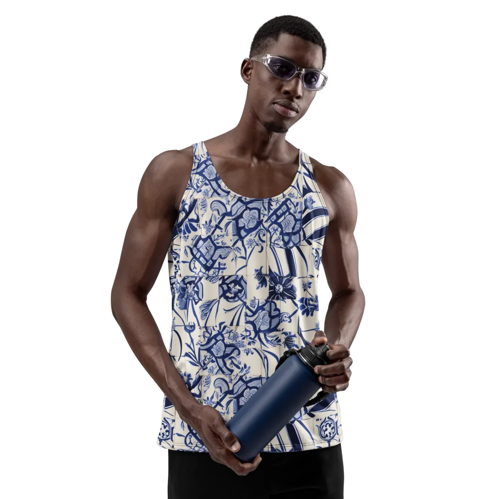 Cobalt Delft Reverie on Men's Tank Top — Front