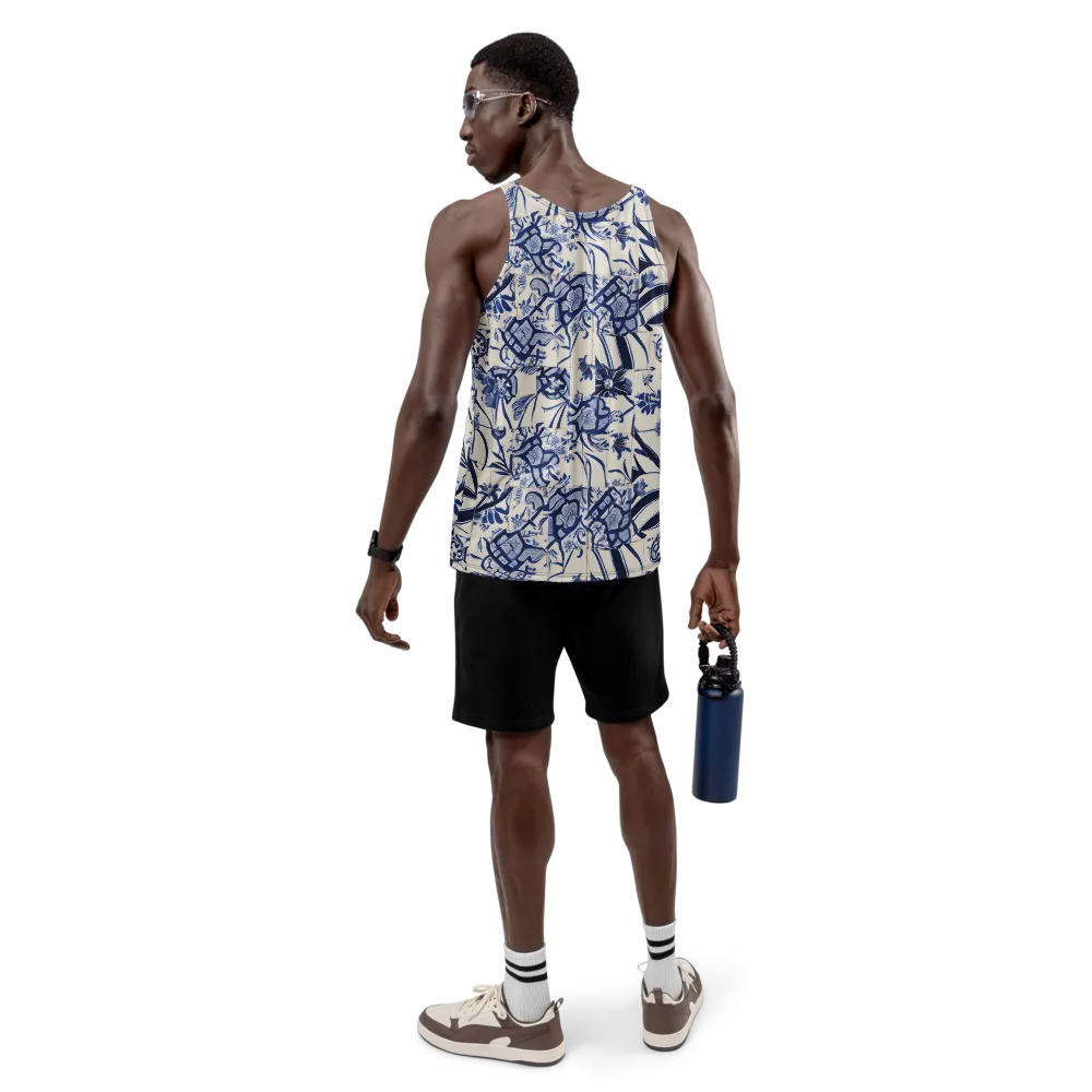 Cobalt Delft Reverie on Men's Tank Top — Back
