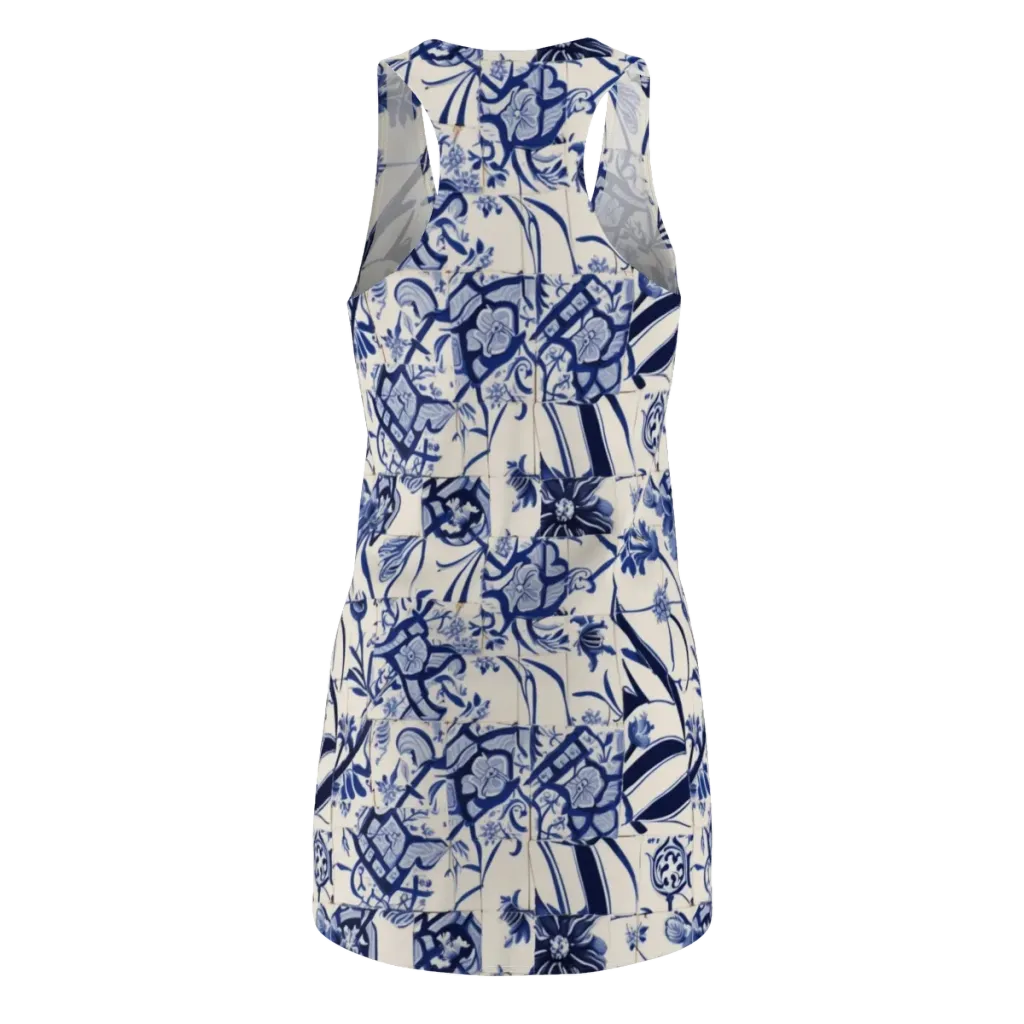 Cobalt Delft Reverie on Racerback Dress — Back