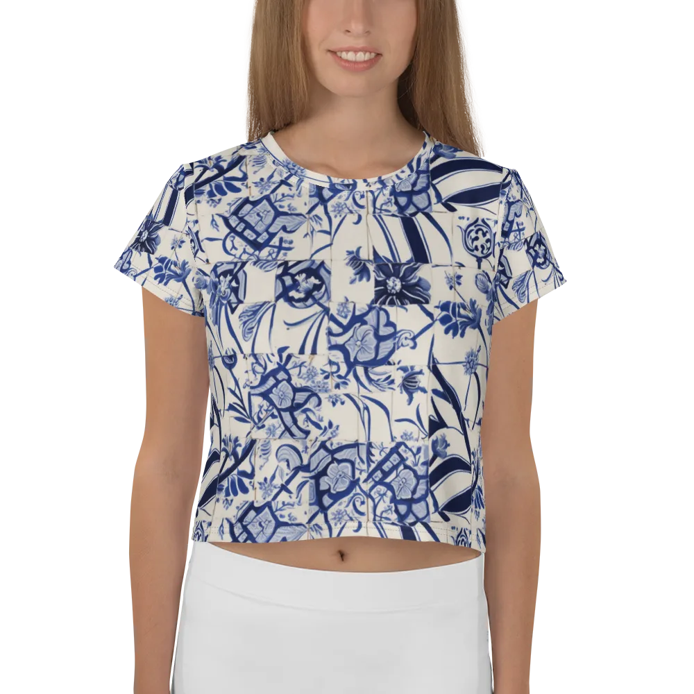 Cobalt Delft Reverie on Crop Tee — Front