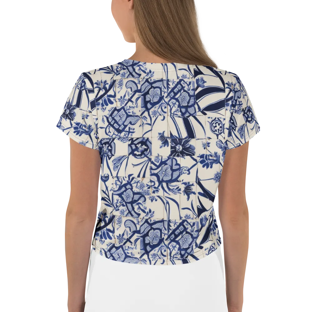 Cobalt Delft Reverie on Crop Tee — Back