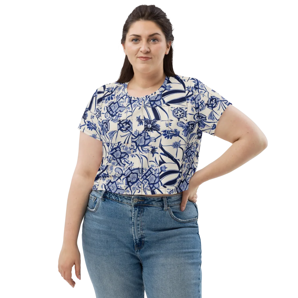 Cobalt Delft Reverie on Crop Tee — Front