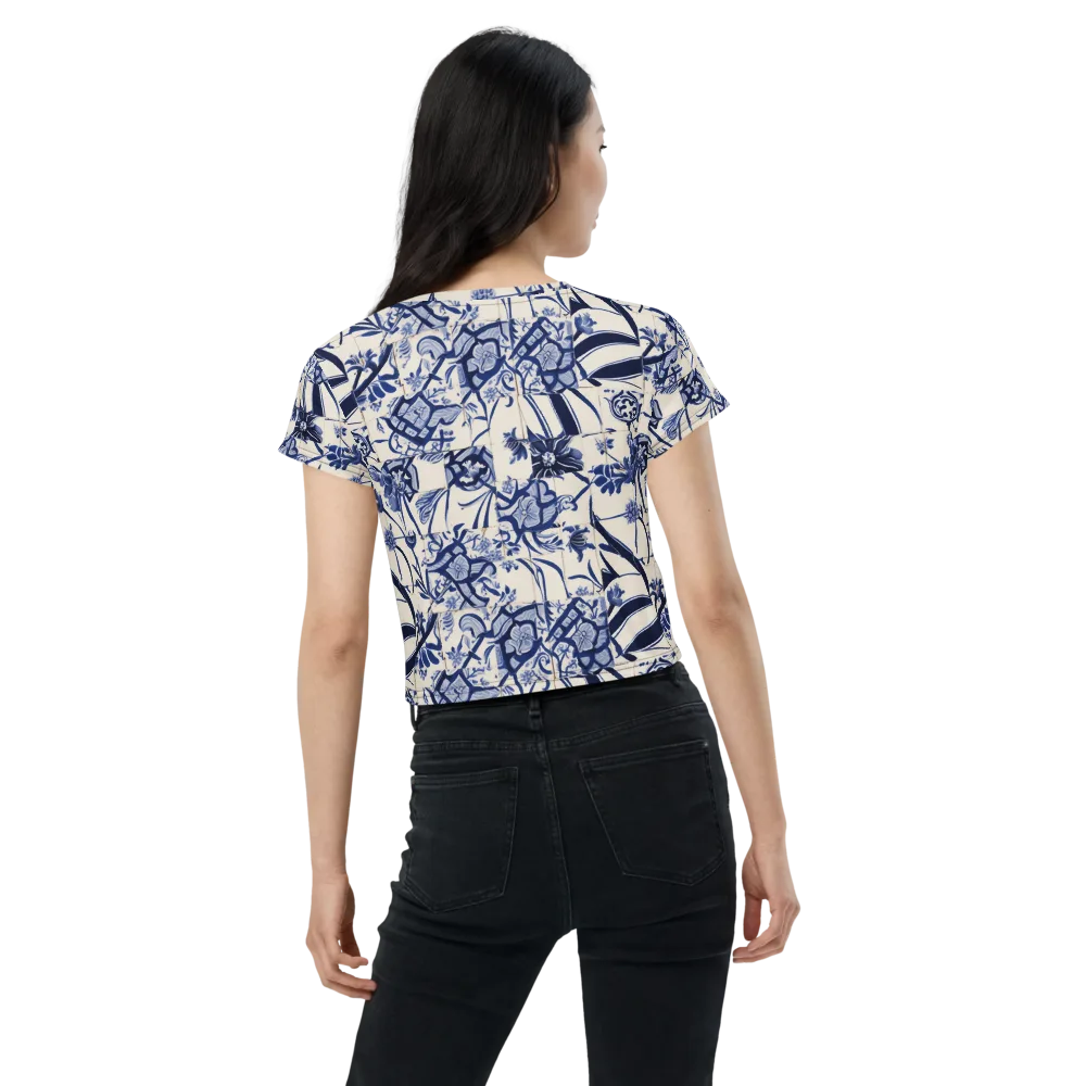 Cobalt Delft Reverie on Crop Tee — Back