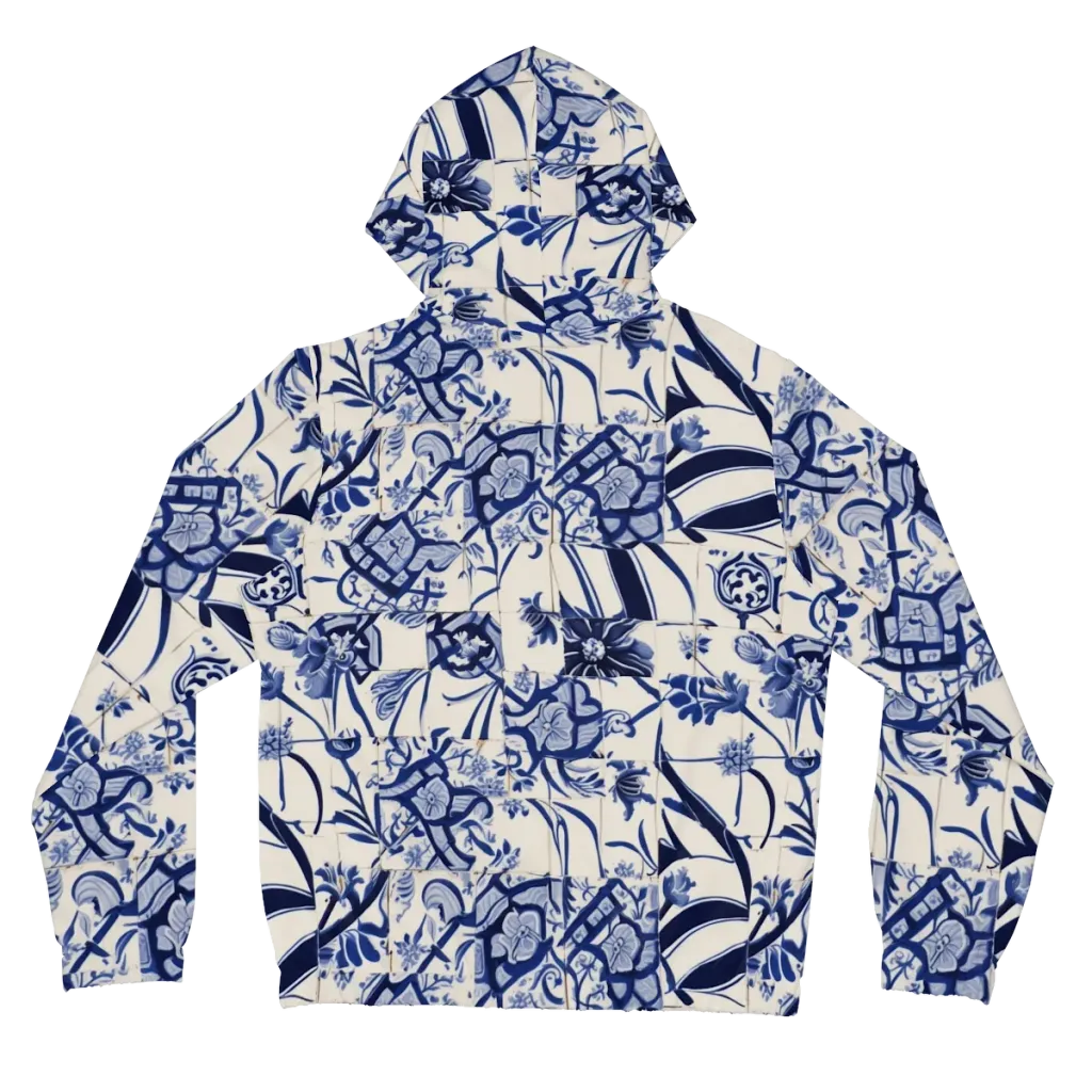 Cobalt Delft Reverie on Women's Full-Zip Hoodie — Back