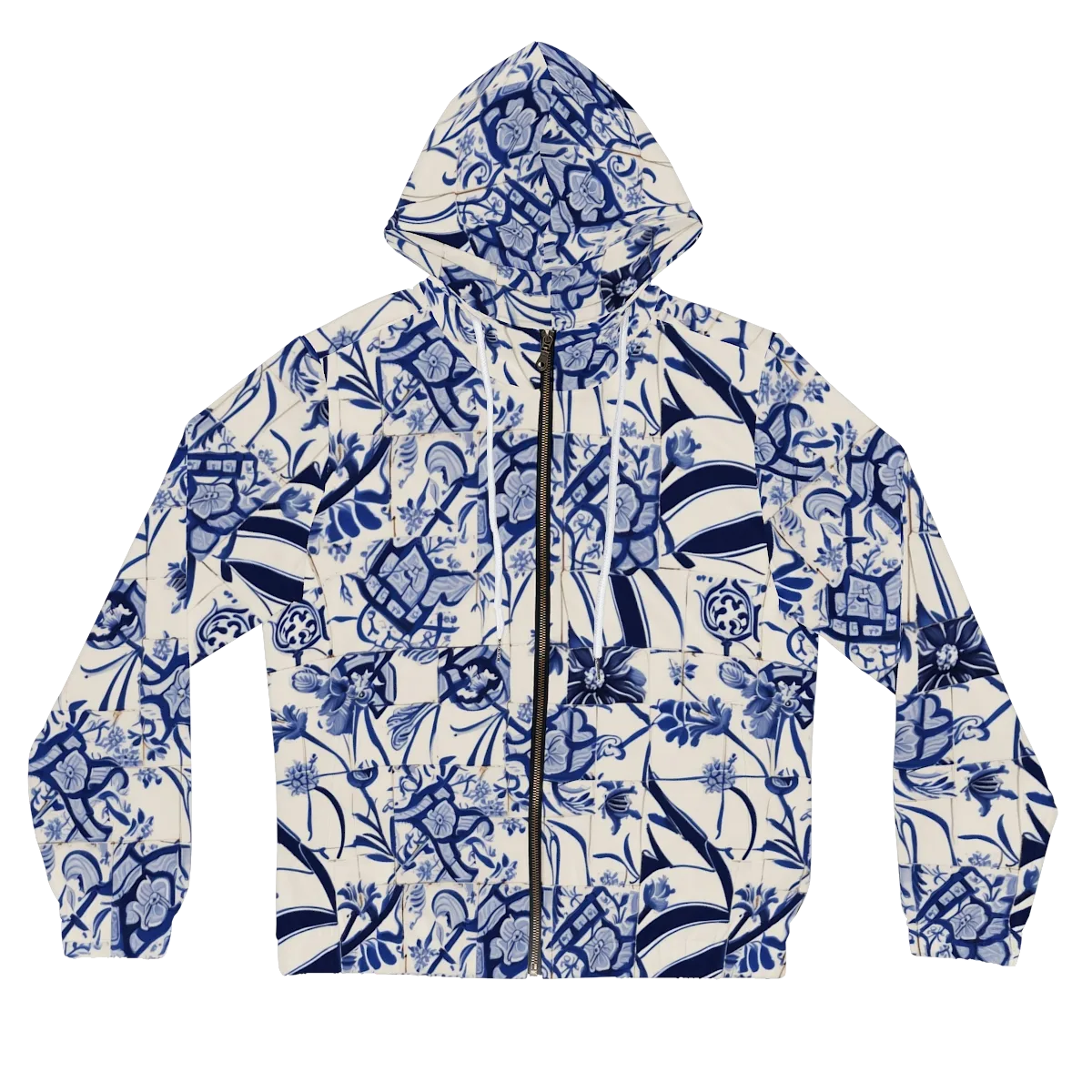 Cobalt Delft Reverie on Women's Full-Zip Hoodie — Front