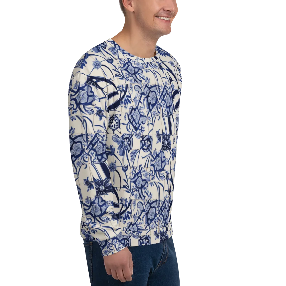 Cobalt Delft Reverie on Sweatshirt — Right Front