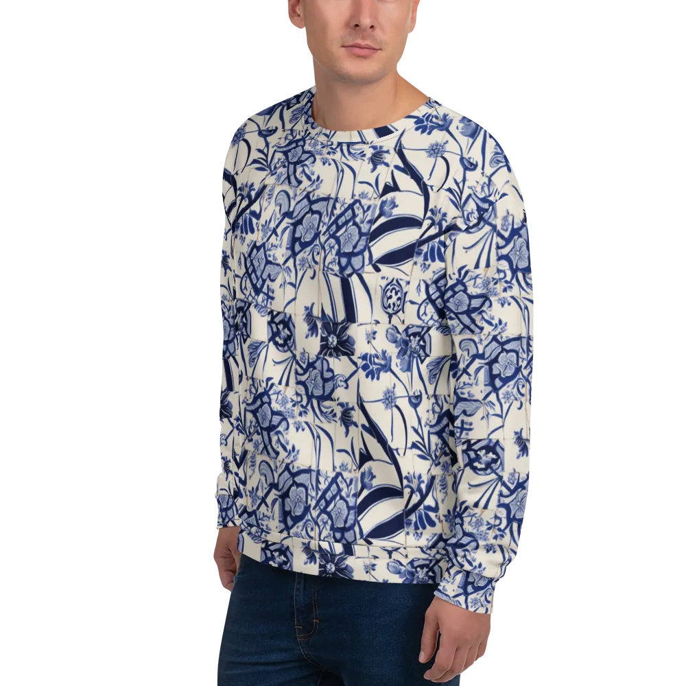Cobalt Delft Reverie on Sweatshirt — Left Front