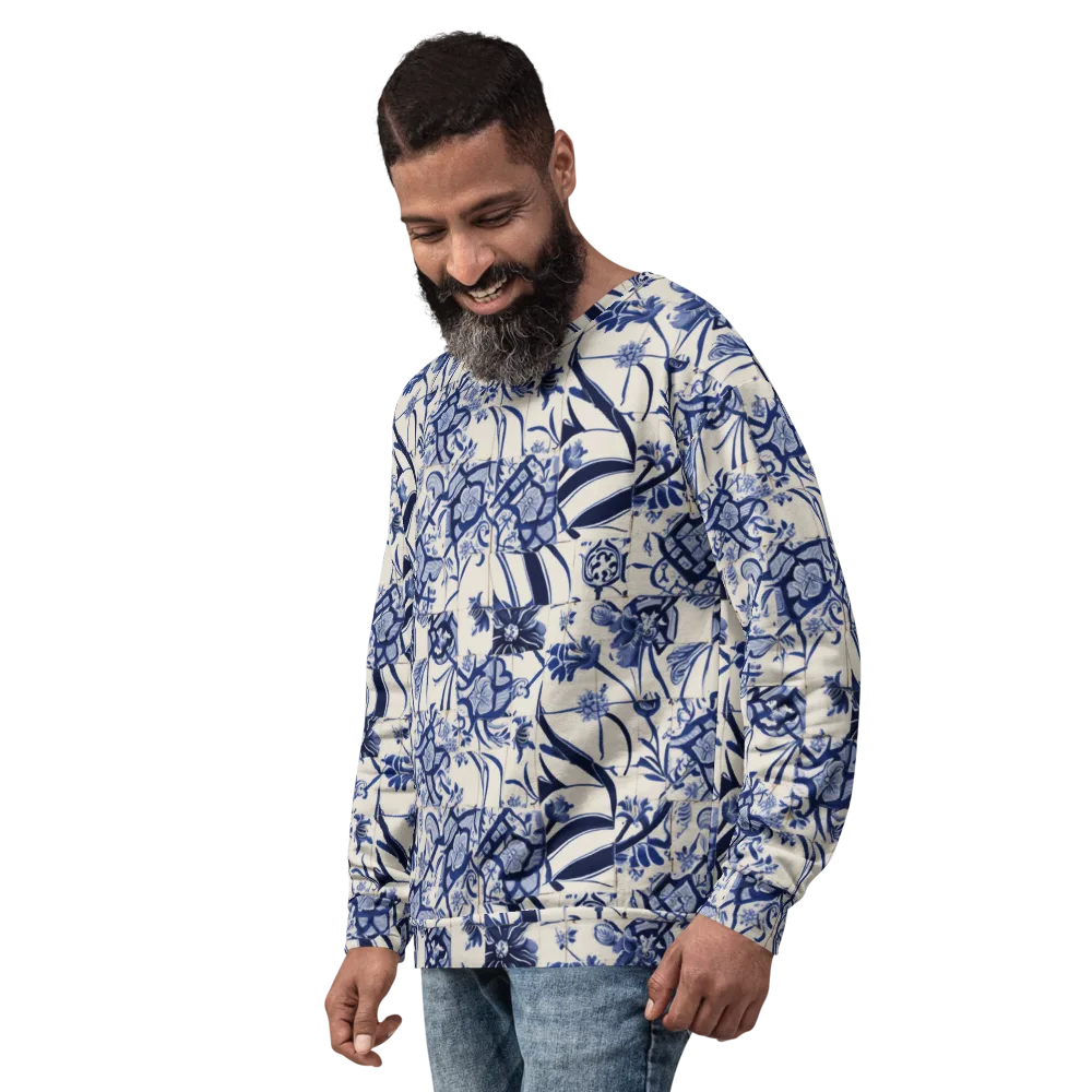 Cobalt Delft Reverie on Sweatshirt — Left Front