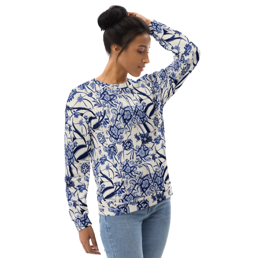 Cobalt Delft Reverie on Sweatshirt — Right Front