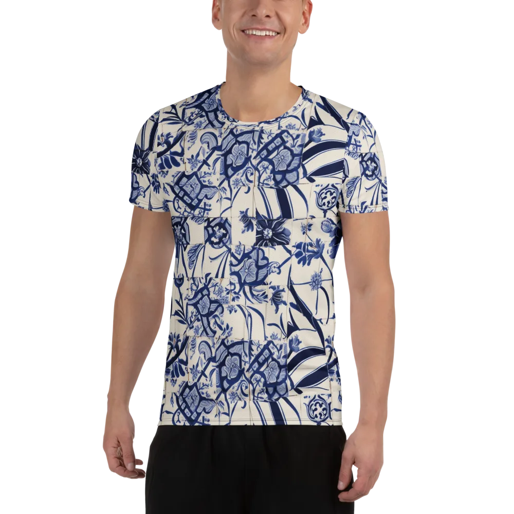 Cobalt Delft Reverie on Men's Athletic T-Shirt — Front