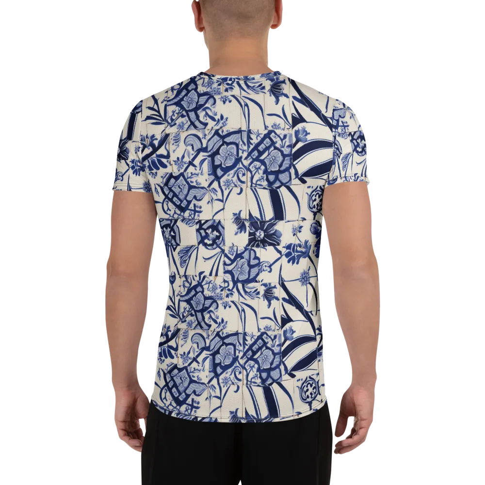 Cobalt Delft Reverie on Men's Athletic T-Shirt — Back