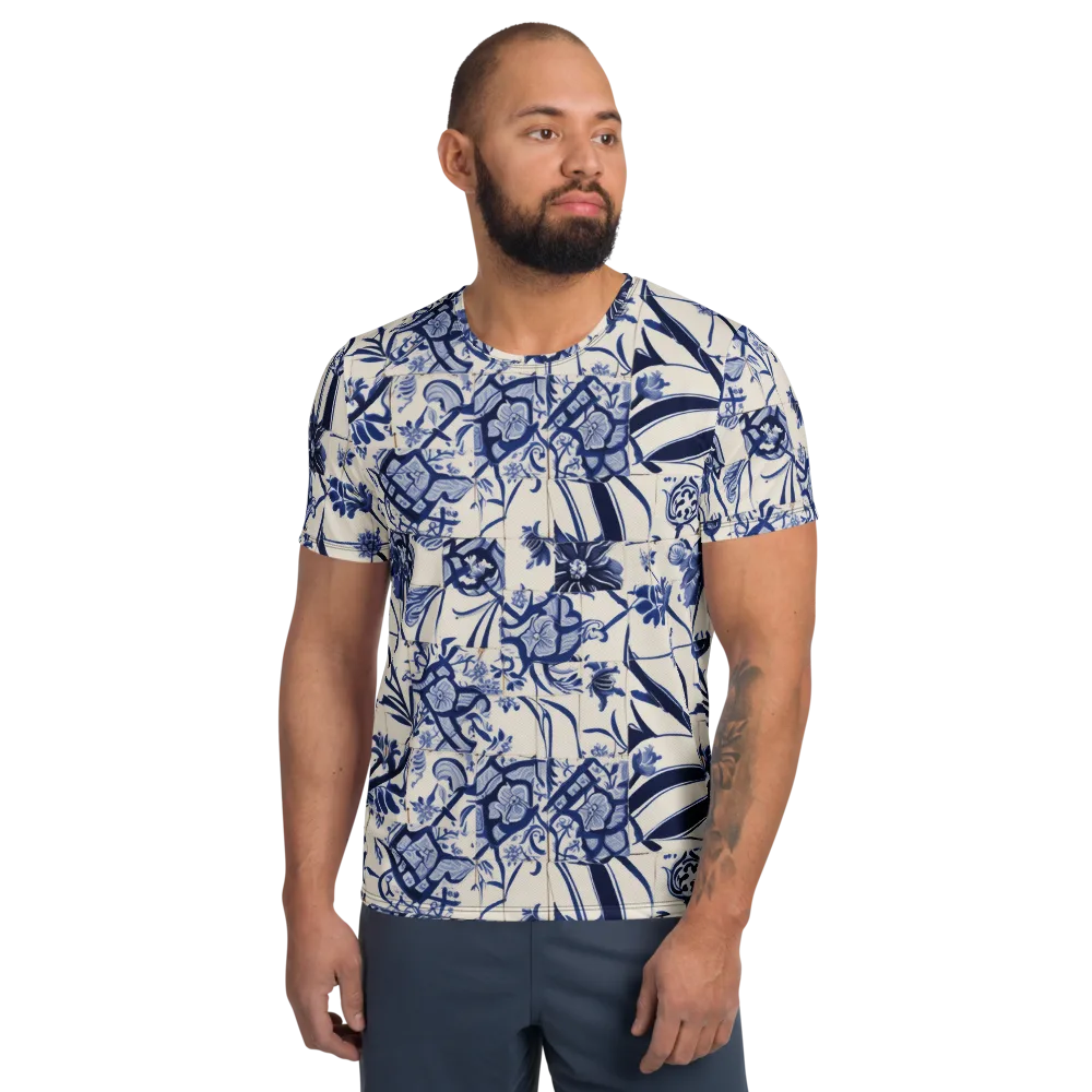 Cobalt Delft Reverie on Men's Athletic T-Shirt — Front