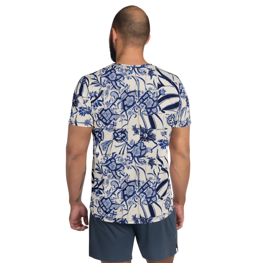 Cobalt Delft Reverie on Men's Athletic T-Shirt — Back