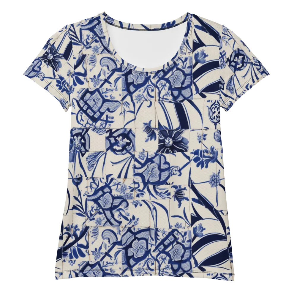 Cobalt Delft Reverie on Women's Athletic T-Shirt — Front