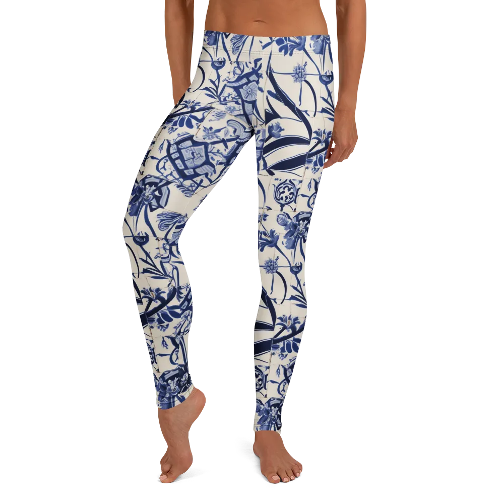 Cobalt Delft Reverie on Leggings — Front