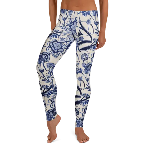 Cobalt Delft Reverie on a Leggings