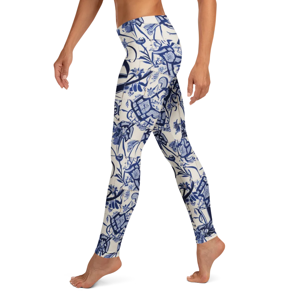 Cobalt Delft Reverie on Leggings — Left