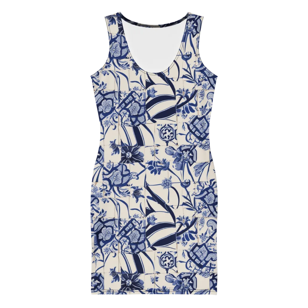 Cobalt Delft Reverie on Bodycon Dress — Front