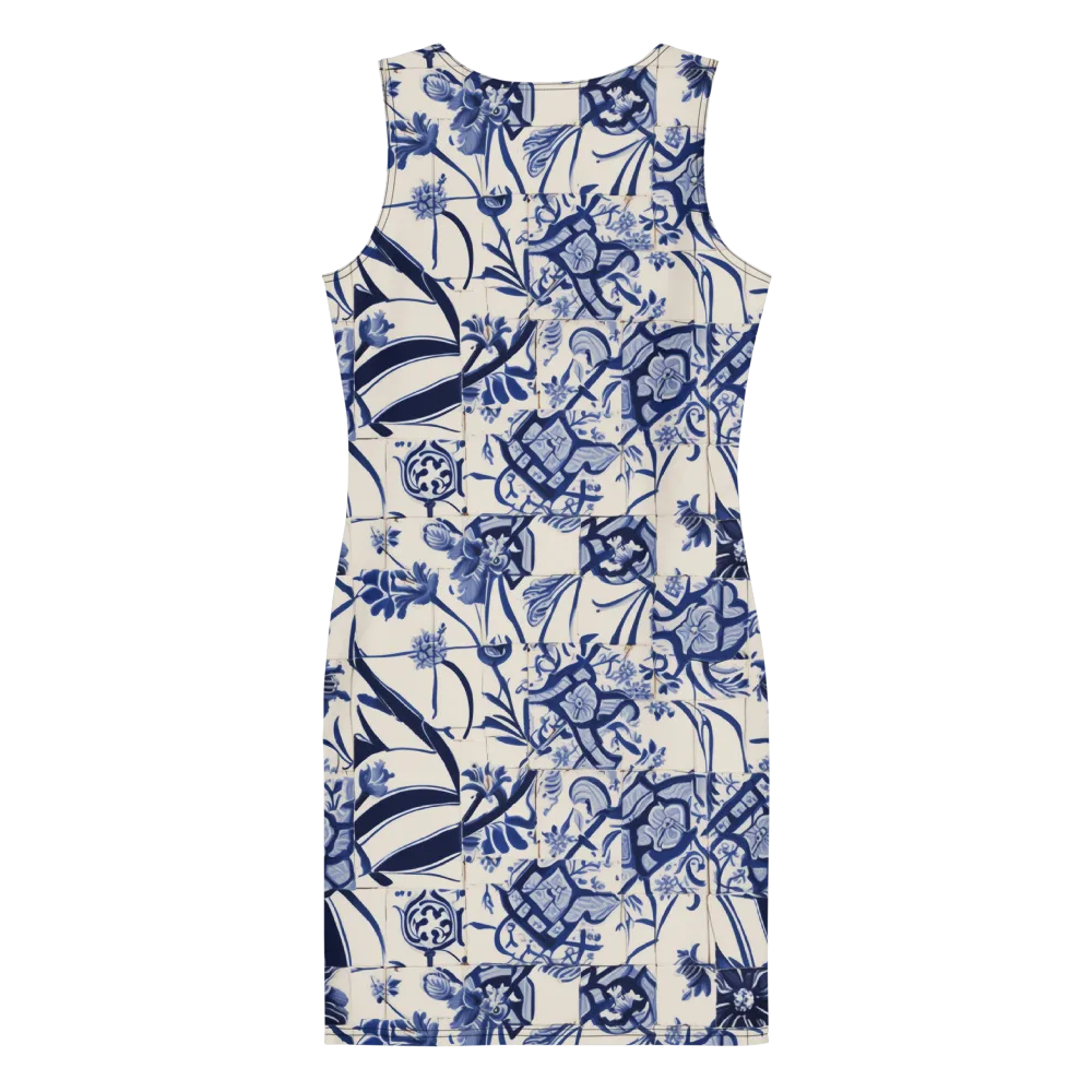 Cobalt Delft Reverie on Bodycon Dress — Back