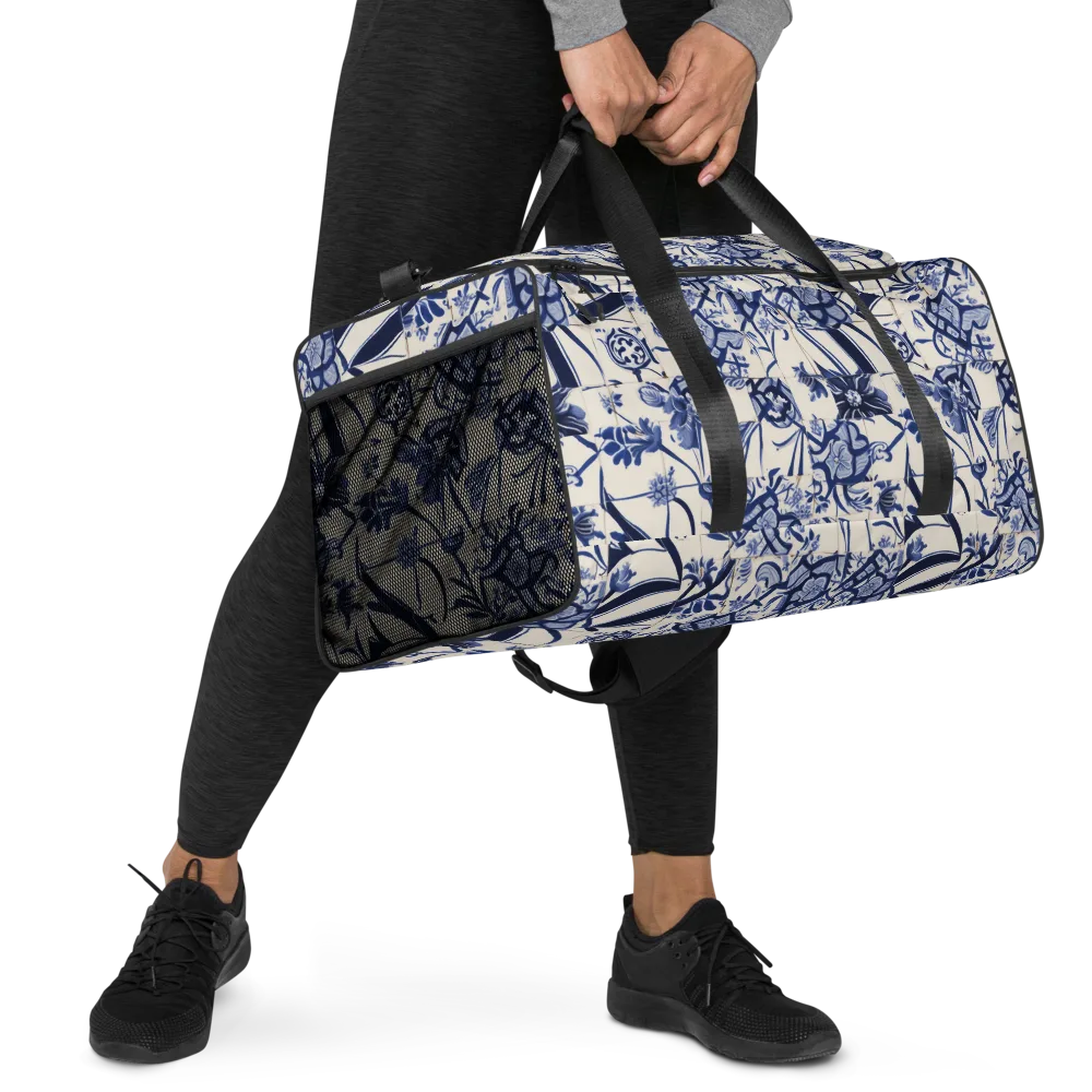 Cobalt Delft Reverie on Duffle Bag — Right Front
