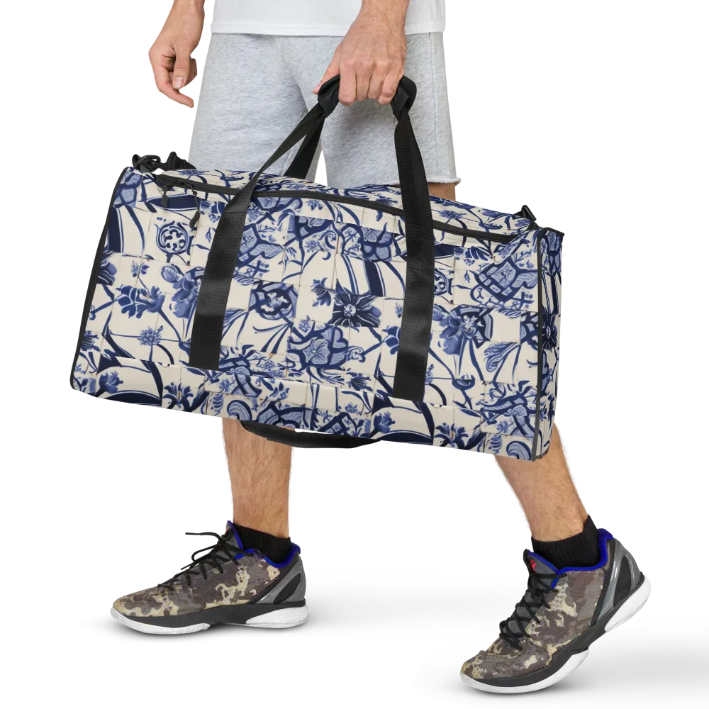 Cobalt Delft Reverie on Duffle Bag — Front