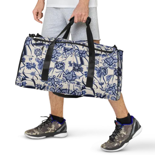 Cobalt Delft Reverie on a Duffle Bag