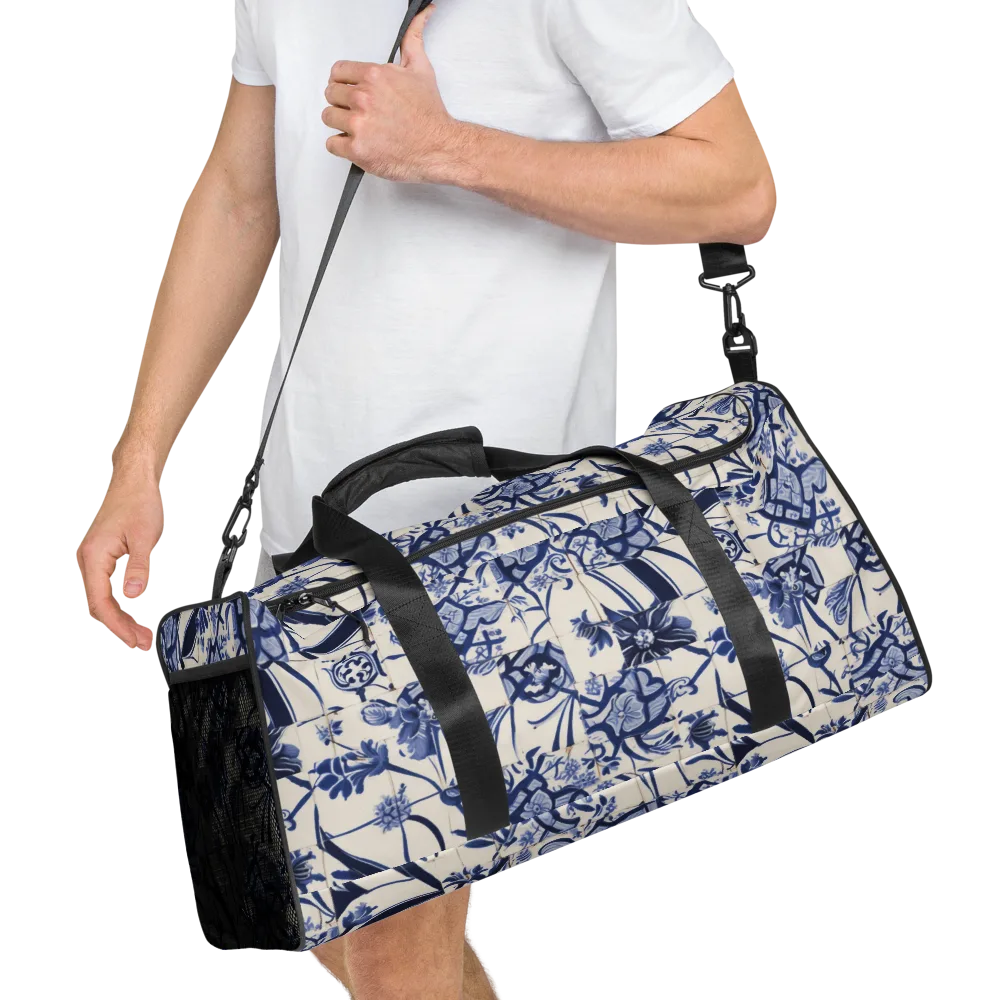 Cobalt Delft Reverie on Duffle Bag — Right Front