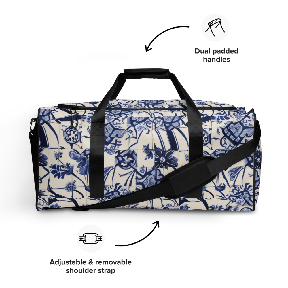 Cobalt Delft Reverie on Duffle Bag — Front