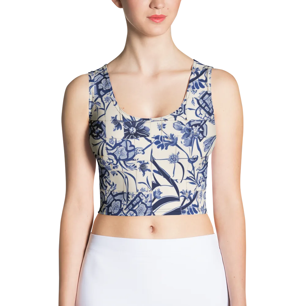 Cobalt Delft Reverie on Crop Top — Front