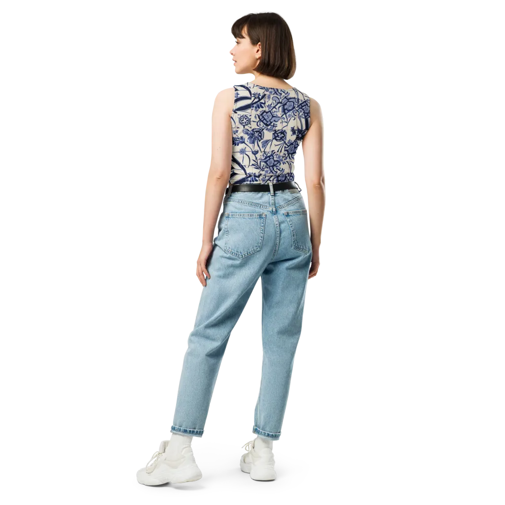 Cobalt Delft Reverie on Crop Top — Back