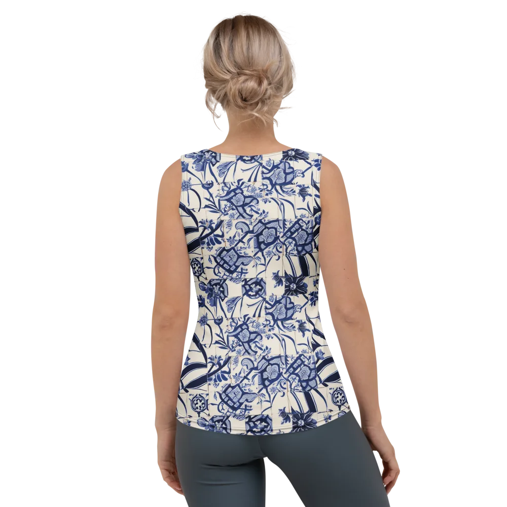 Cobalt Delft Reverie on Women's Tank Top — Back