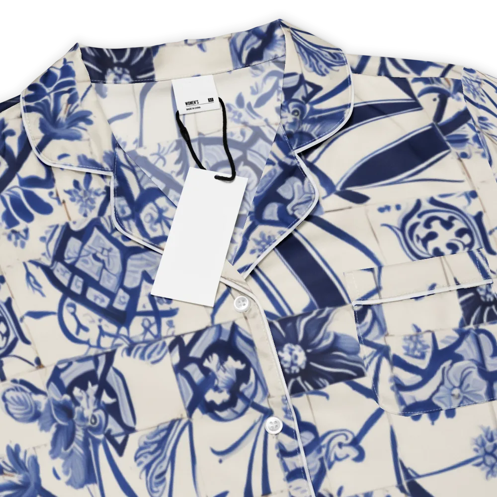 Cobalt Delft Reverie on Women's Short Sleeve Pajama Top — Product details