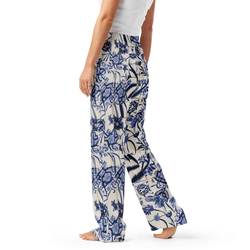 Cobalt Delft Reverie on Women's Pajama Pants — Left