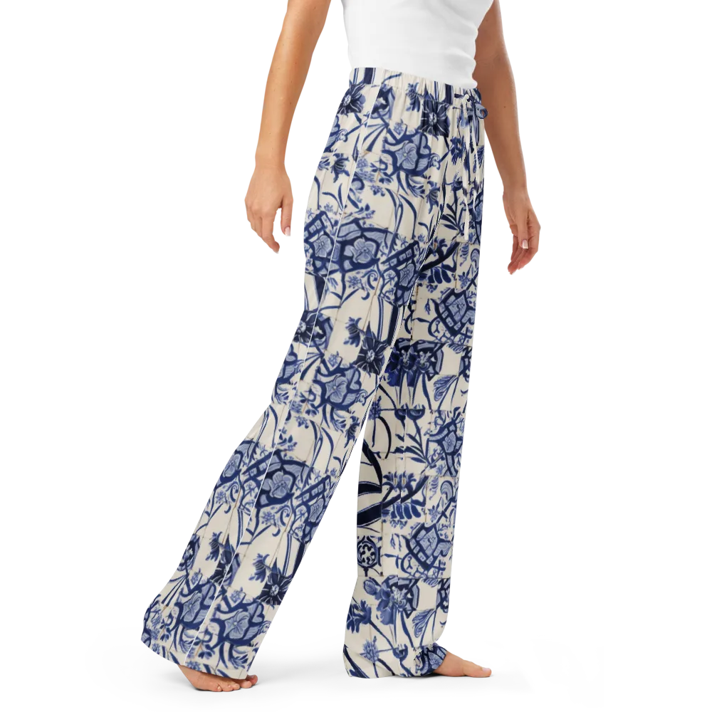 Cobalt Delft Reverie on Women's Pajama Pants — Right Front