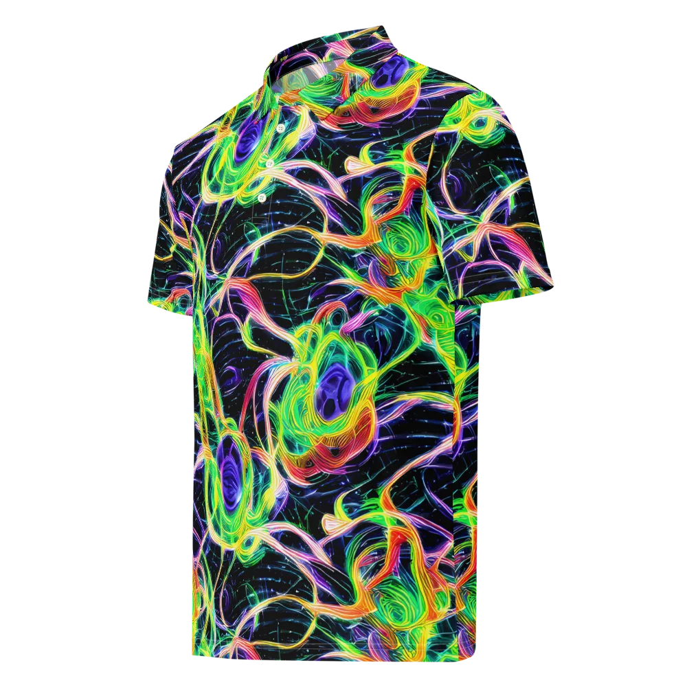 Neon Cell Garden on Men's Slim Fit Polo Shirt — Left Front