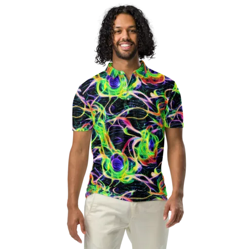 Neon Cell Garden on a Men's Slim Fit Polo Shirt