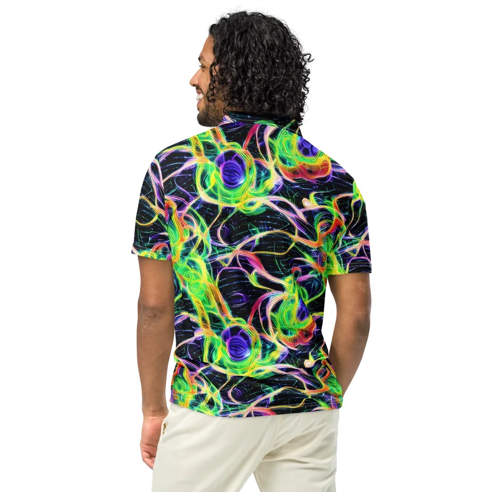 Neon Cell Garden on Men's Slim Fit Polo Shirt — Back