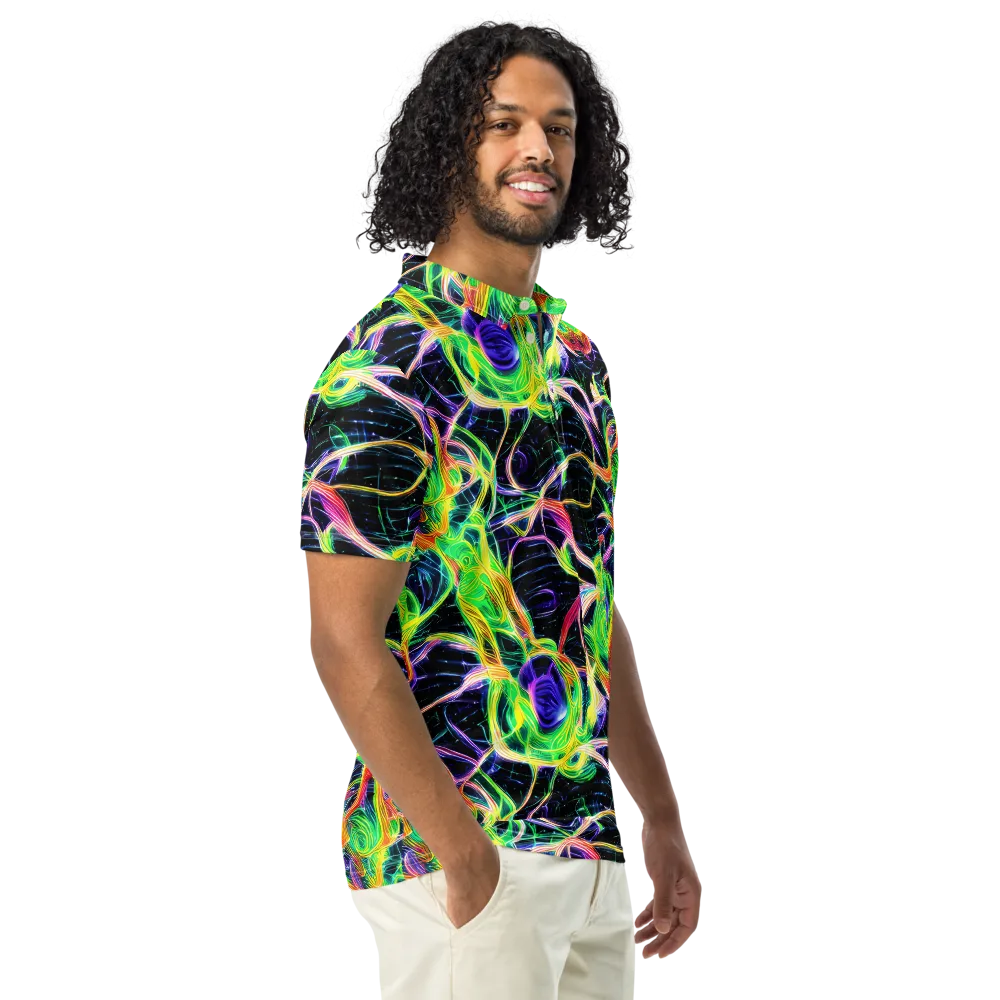 Neon Cell Garden on Men's Slim Fit Polo Shirt — Right Front