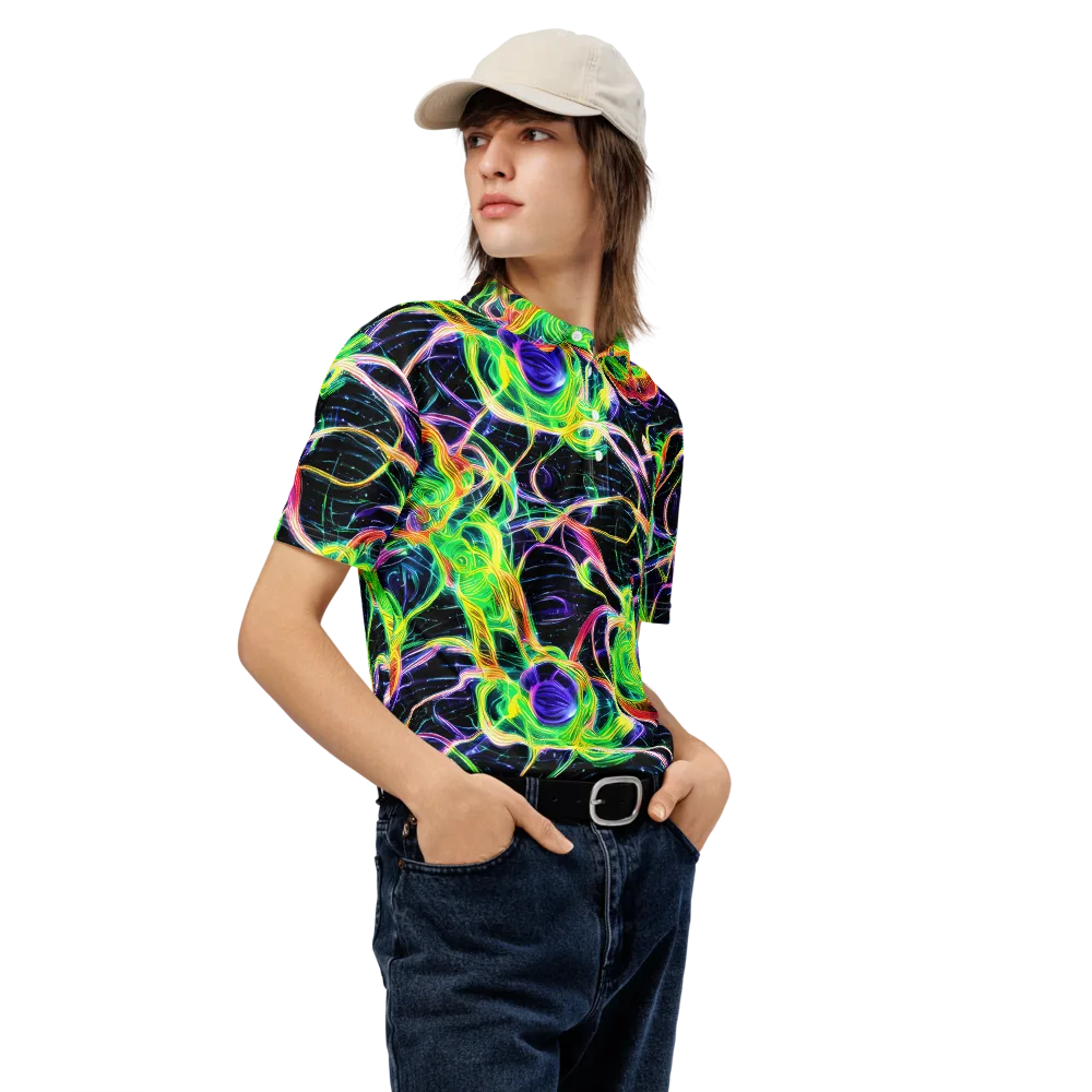 Neon Cell Garden on Men's Slim Fit Polo Shirt — Right Front