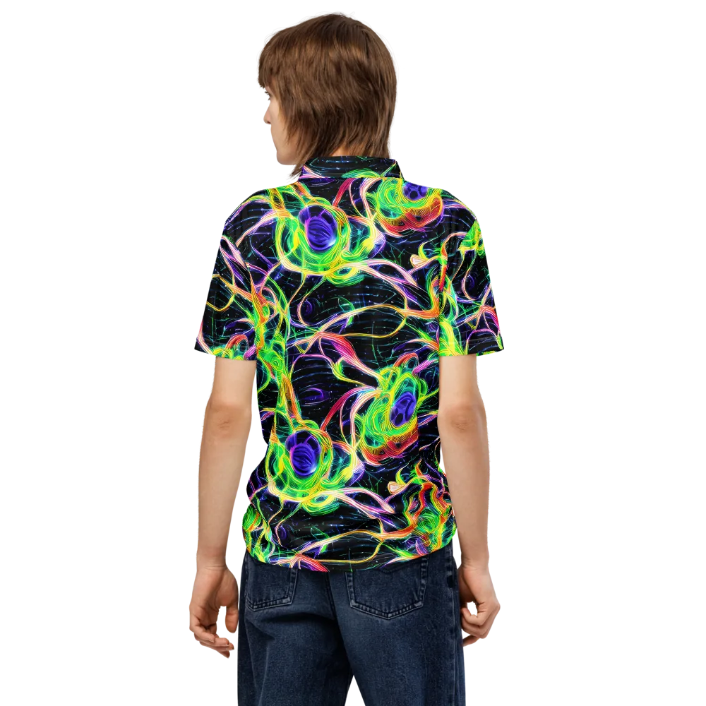 Neon Cell Garden on Men's Slim Fit Polo Shirt — Back