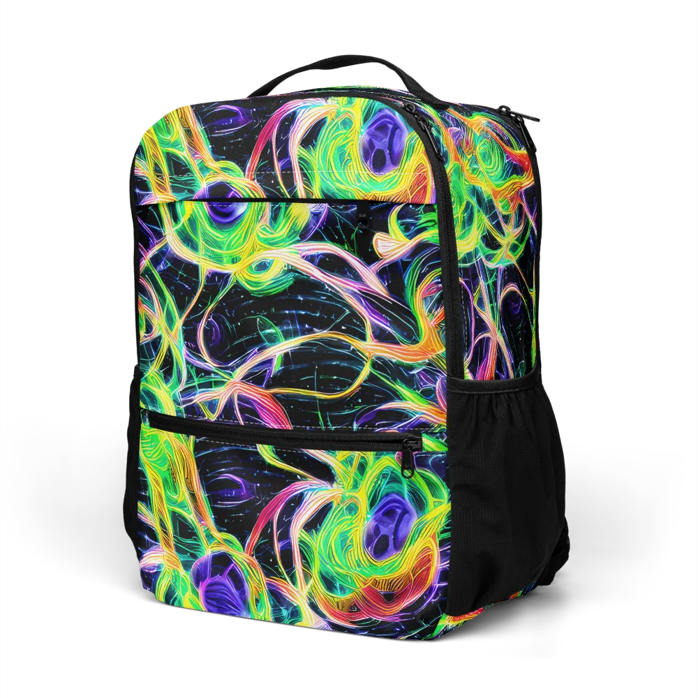 Neon Cell Garden on Utility Backpack — Left Front