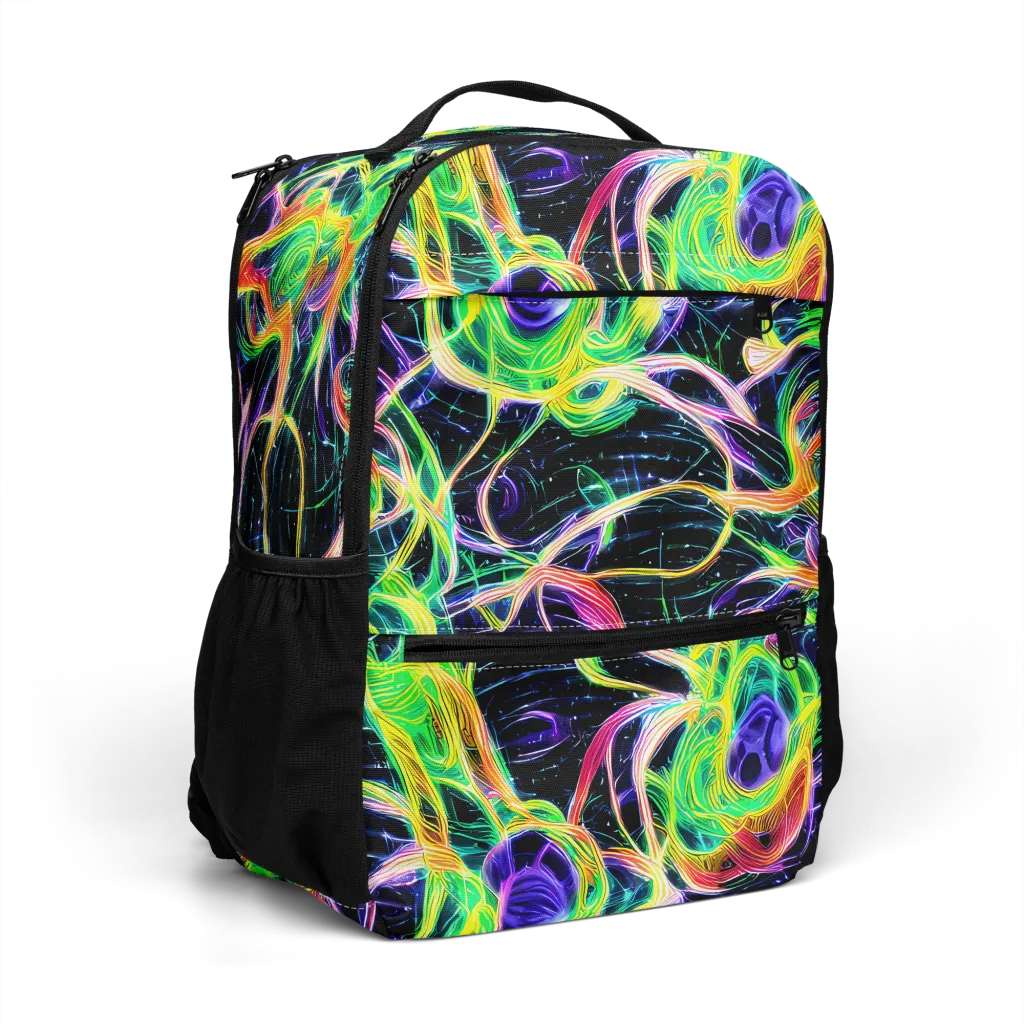 Neon Cell Garden on Utility Backpack — Right Front